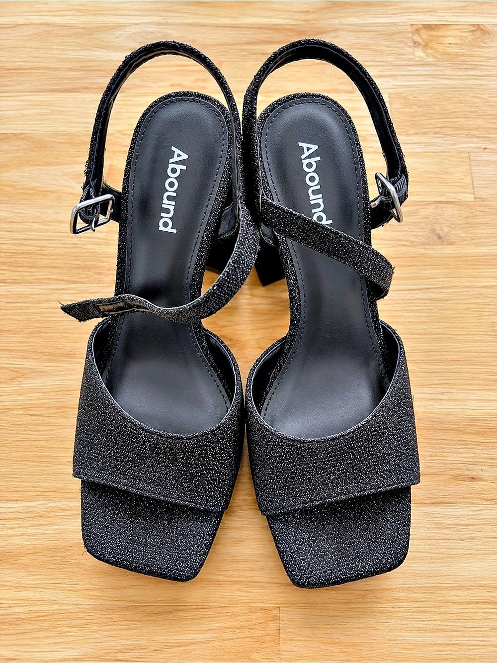 Wedding Seaaon Ready Abound Black Glitter Heels 4” Size 7
